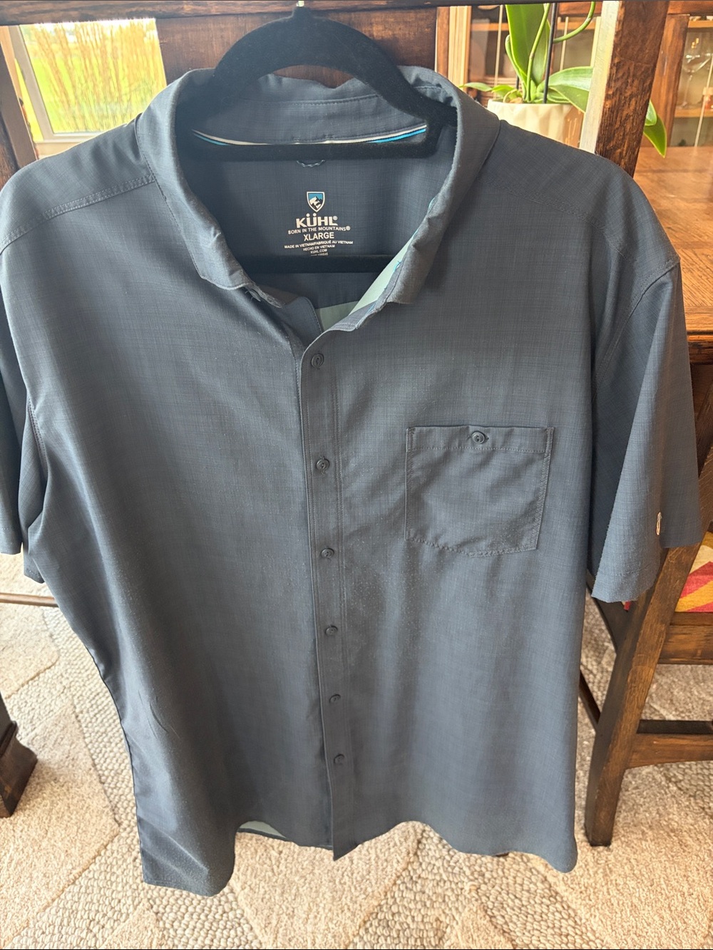 Kuhl XL Men's Short Sleeve Button Front Shirt - Slate Blue